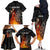 Personalised Aotearoa Darts Family Matching Off The Shoulder Long Sleeve Dress and Hawaiian Shirt Maori Koru Flaming Dartboard