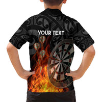 Personalised Aotearoa Darts Family Matching Summer Maxi Dress and Hawaiian Shirt Maori Koru Flaming Dartboard LT14 - Polynesian Pride