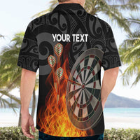Personalised Aotearoa Darts Hawaiian Shirt Maori Koru Flaming Dartboard LT14 - Polynesian Pride