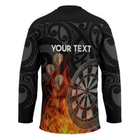 Personalised Aotearoa Darts Hockey Jersey Maori Koru Flaming Dartboard - Polynesian Pride
