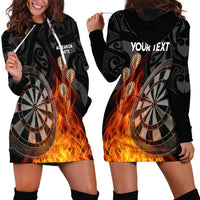 Personalised Aotearoa Darts Hoodie Dress Maori Koru Flaming Dartboard