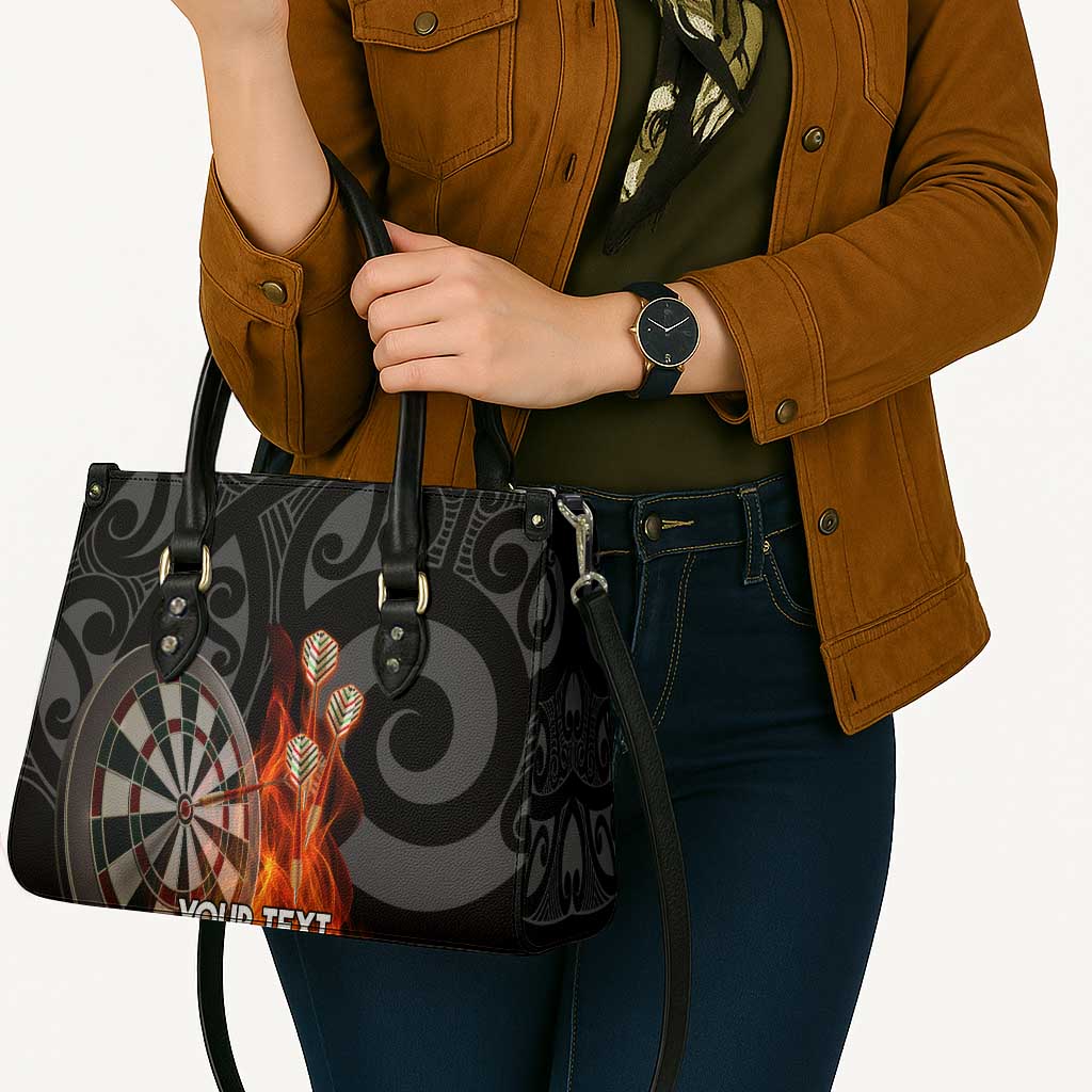 Personalised Aotearoa Darts Leather Bag Maori Koru Flaming Dartboard - Polynesian Pride