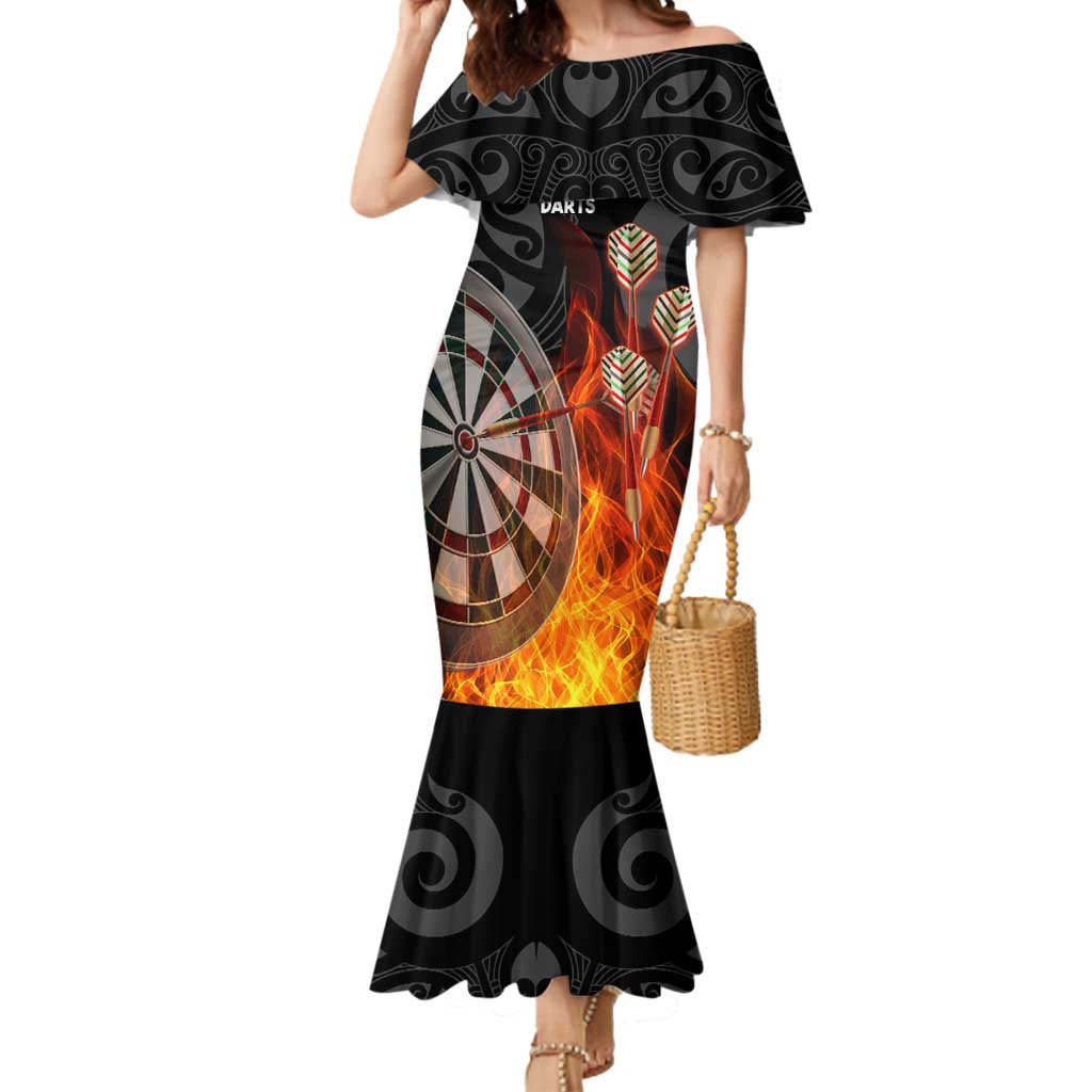 Personalised Aotearoa Darts Mermaid Dress Maori Koru Flaming Dartboard