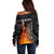 Personalised Aotearoa Darts Off Shoulder Sweater Maori Koru Flaming Dartboard