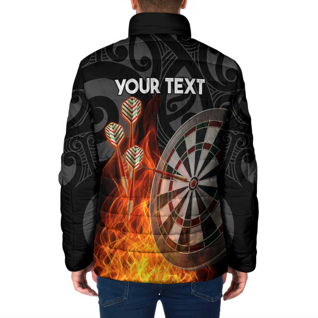 Personalised Aotearoa Darts Padded Jacket Maori Koru Flaming Dartboard - Polynesian Pride