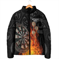 Personalised Aotearoa Darts Padded Jacket Maori Koru Flaming Dartboard - Polynesian Pride