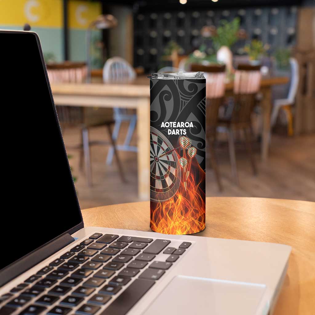Personalised Aotearoa Darts Skinny Tumbler Maori Koru Flaming Dartboard