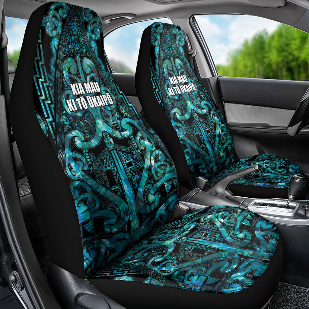 Maori Language Week Car Seat Cover Kia Mau Ki To Ukaipo Paua Shell Color LT14 - Polynesian Pride