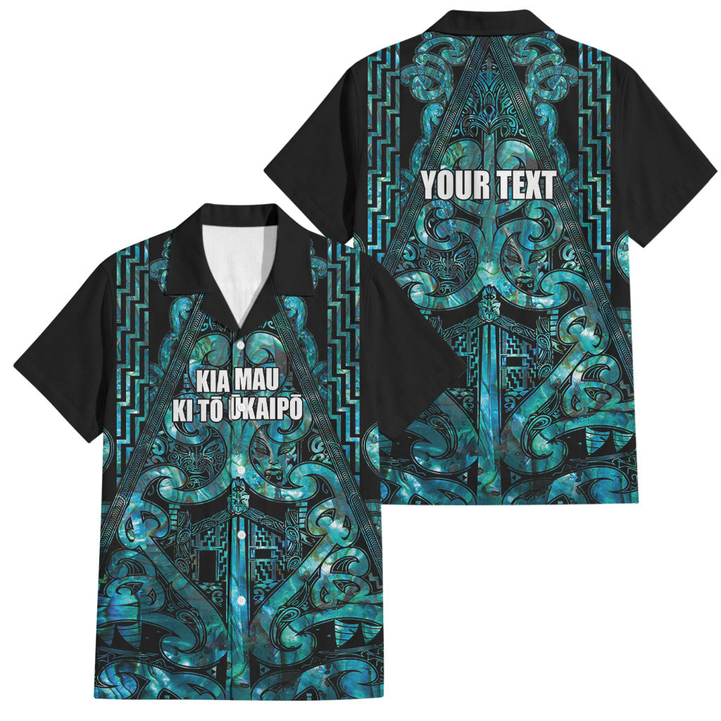 Maori Language Week Personalised Family Matching Puletasi and Hawaiian Shirt Kia Mau Ki To Ukaipo Paua Shell Color LT14 Dad's Shirt - Short Sleeve Turquoise - Polynesian Pride