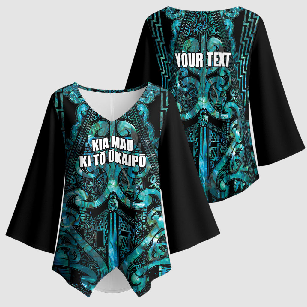 Maori Language Week Personalised Kimono Sleeve Blouse Kia Mau Ki To Ukaipo Paua Shell Color LT14 - Polynesian Pride