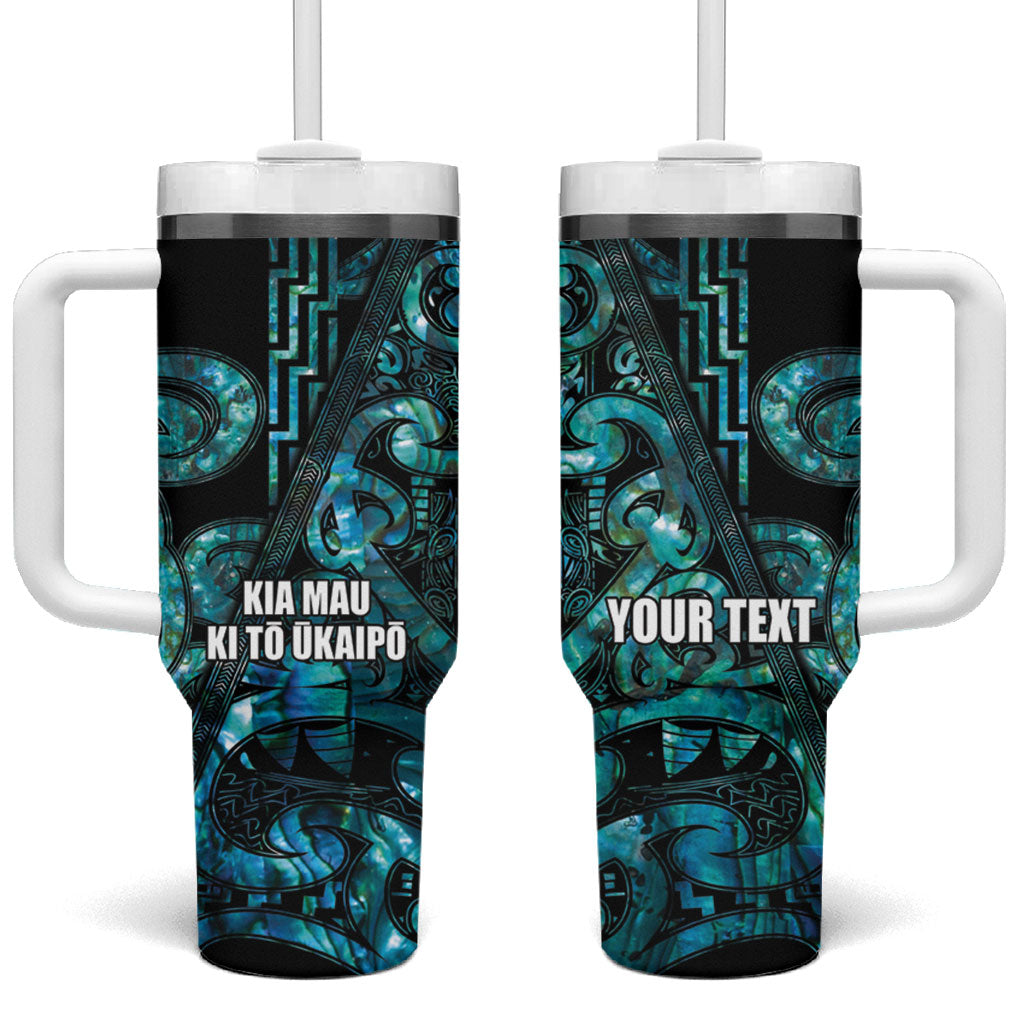 Maori Language Week Personalised Tumbler With Handle Kia Mau Ki To Ukaipo Paua Shell Color LT14 One Size: 40 oz Turquoise - Polynesian Pride