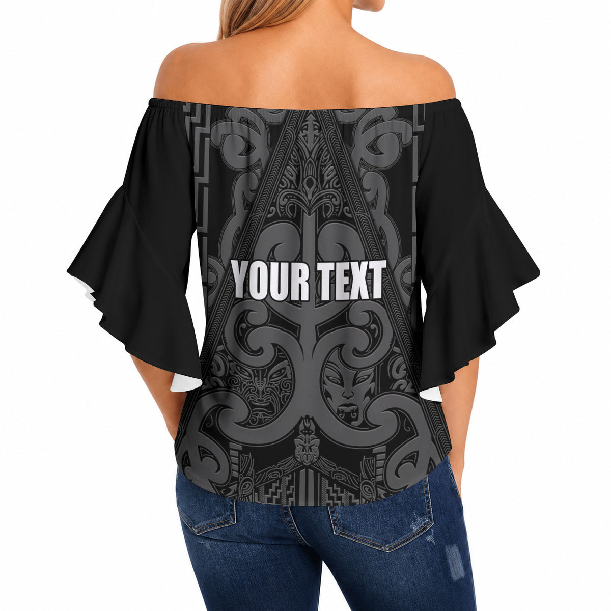 Maori Language Week Personalised Off Shoulder Wrap Waist Top Kia Mau Ki To Ukaipo Grey Color LT14 - Polynesian Pride