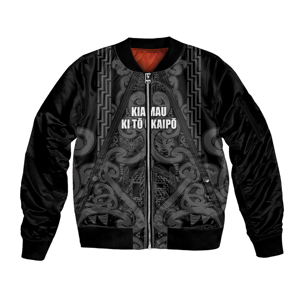 Maori Language Week Personalised Sleeve Zip Bomber Jacket Kia Mau Ki To Ukaipo Grey Color