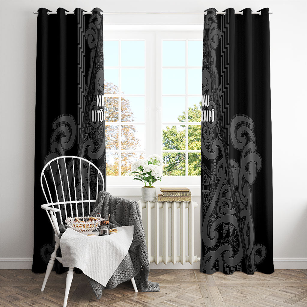 Maori Language Week Window Curtain Kia Mau Ki To Ukaipo Grey Color LT14 - Polynesian Pride