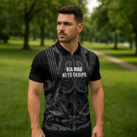 Maori Language Week Personalised Zipper Polo Shirt Kia Mau Ki To Ukaipo Grey Color LT14 - Polynesian Pride