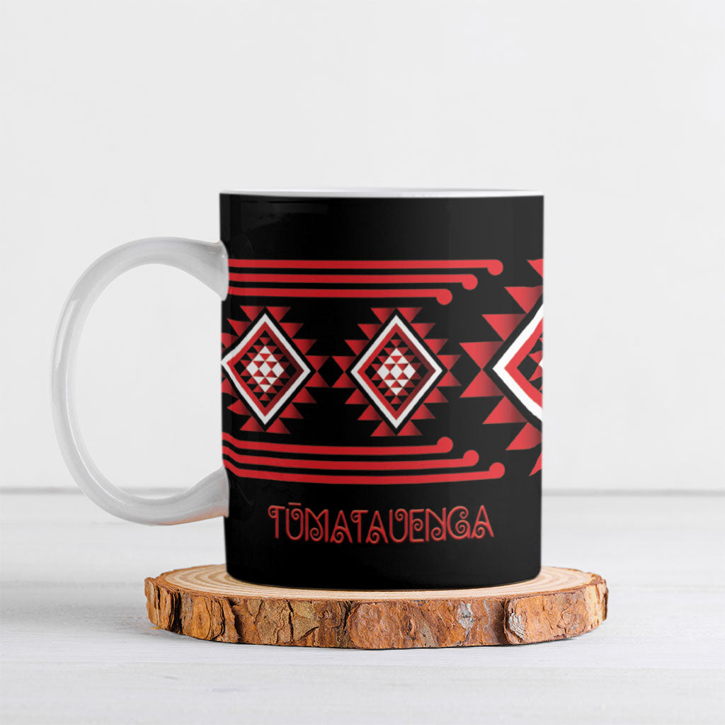 Aotearoa Atua Tumatauenga Personalised Ceramic Mug Maori God Of War Taniko Motifs