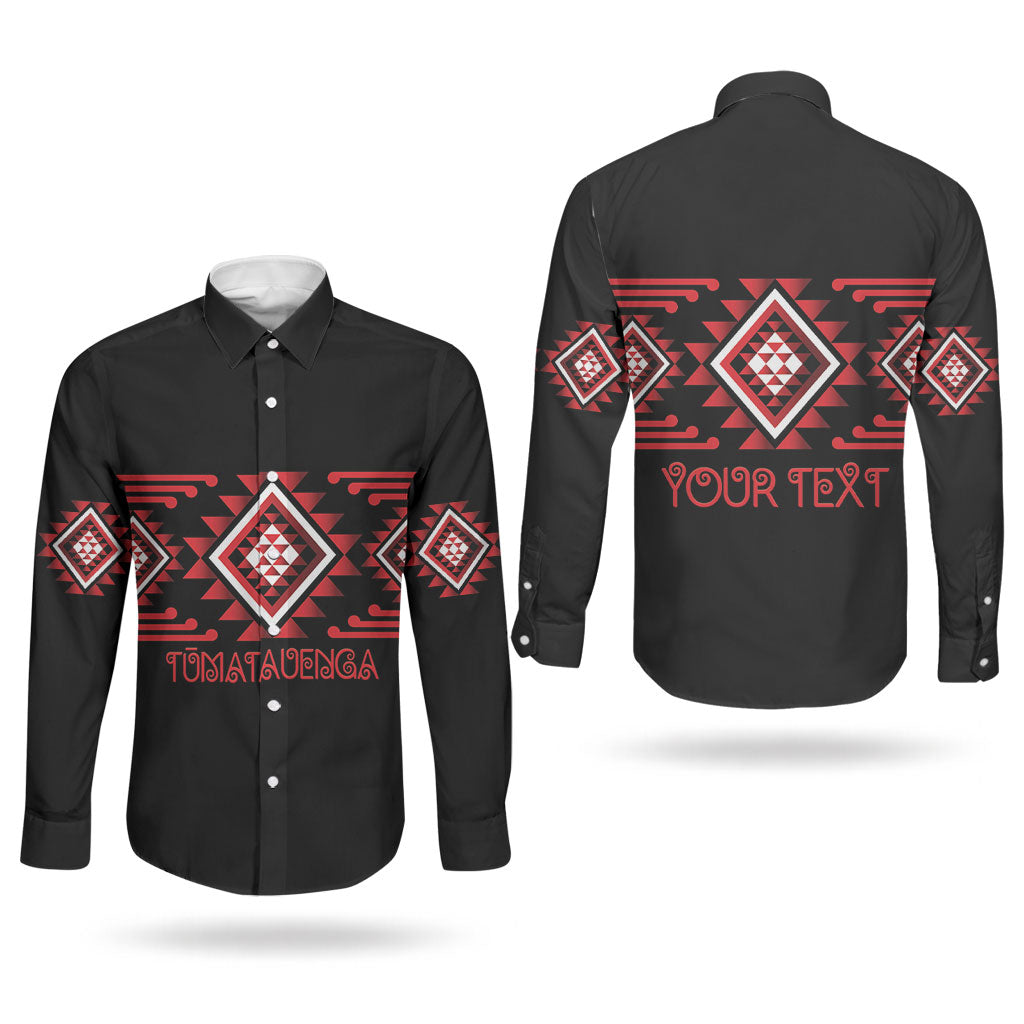 Aotearoa Atua Tumatauenga Personalised Couples Matching Puletasi and Long Sleeve Button Shirt Maori God Of War Taniko Motifs LT14 - Polynesian Pride