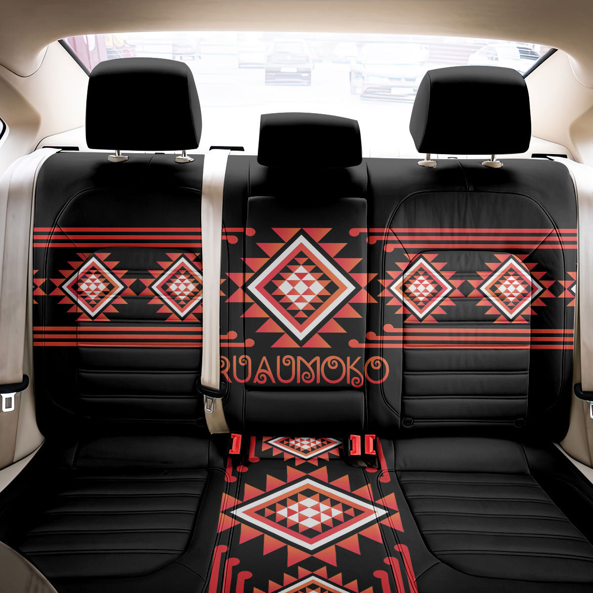 Aotearoa Atua Ruaumoko Back Car Seat Cover Maori Powerful God Taniko Motifs LT14 - Polynesian Pride