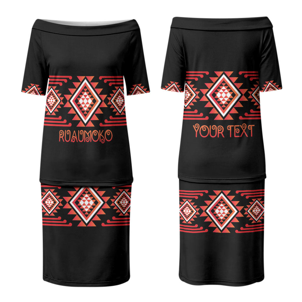 Aotearoa Atua Ruaumoko Personalised Couples Matching Puletasi and Hawaiian Shirt Maori Powerful God Taniko Motifs LT14 - Polynesian Pride
