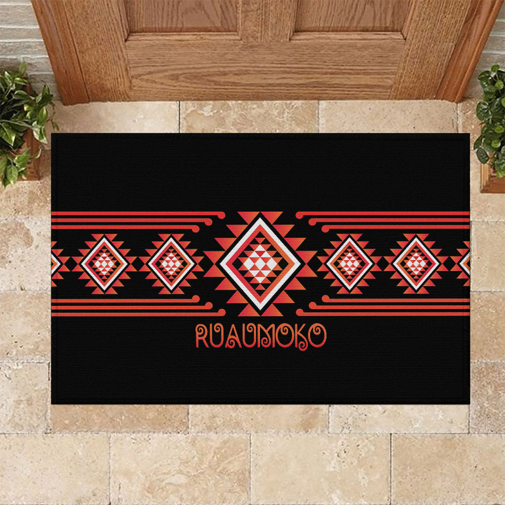 Aotearoa Atua Ruaumoko Rubber Doormat Maori Powerful God Taniko Motifs LT14 Orange - Polynesian Pride
