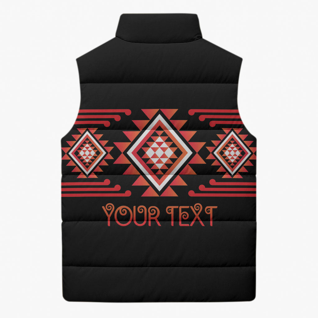 Aotearoa Atua Ruaumoko Personalised Sleeveless Puffer Jacket Maori Powerful God Taniko Motifs LT14 - Polynesian Pride
