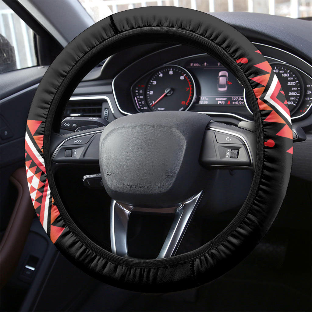Aotearoa Atua Ruaumoko Steering Wheel Cover Maori Powerful God Taniko Motifs LT14 - Polynesian Pride
