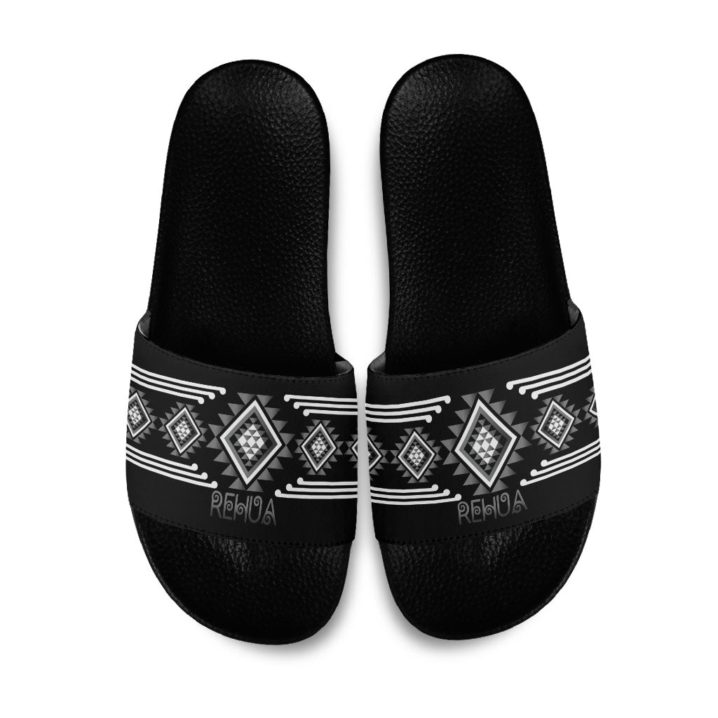 Aotearoa Atua Rehua Slide Sandals Maori God Of Healing Taniko Motifs