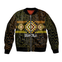 Aotearoa Atua Mahuika Personalised Bomber Jacket Maori Goddess Of Fire Taniko Motifs LT14 Unisex Yellow - Polynesian Pride