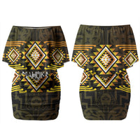 Aotearoa Atua Mahuika Personalised Couples Matching Off Shoulder Short Dress and Long Sleeve Button Shirt Maori Goddess Of Fire Taniko Motifs LT14 - Polynesian Pride
