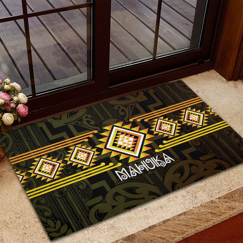 Aotearoa Atua Mahuika Rubber Doormat Maori Goddess Of Fire Taniko Motifs LT14 - Polynesian Pride