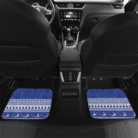 Personalised Toa Samoa Rugby Christmas Car Mats Ula Fala Samoan Pattern Blue - Polynesian Pride