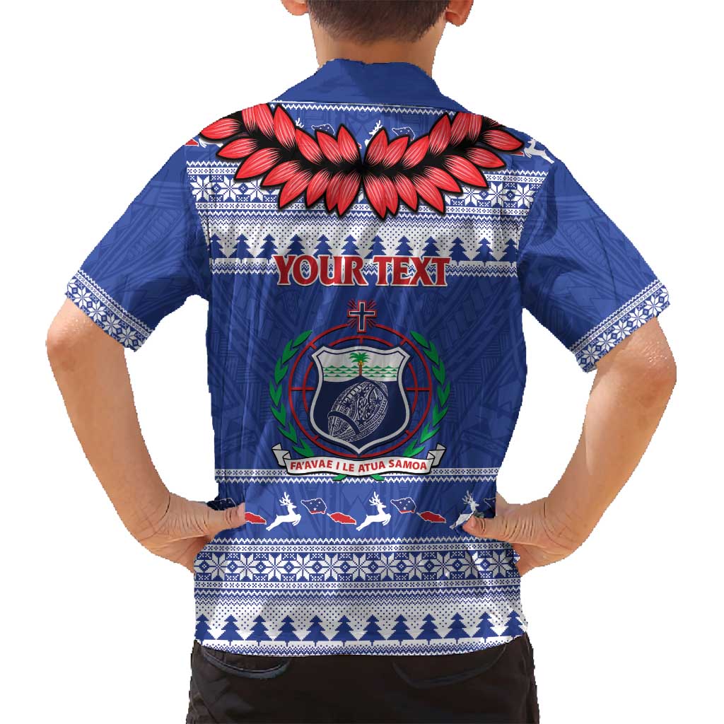 Personalised Toa Samoa Rugby Christmas Family Matching Puletasi and Hawaiian Shirt Ula Fala Samoan Pattern Blue - Polynesian Pride