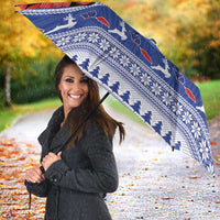 Toa Samoa Rugby Christmas Umbrella Ula Fala Samoan Pattern Blue - Polynesian Pride