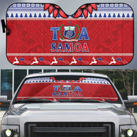 Toa Samoa Rugby Christmas Auto Sun Shade Ula Fala Samoan Pattern Red - Polynesian Pride