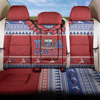 Toa Samoa Rugby Christmas Back Car Seat Cover Ula Fala Samoan Pattern Red - Polynesian Pride