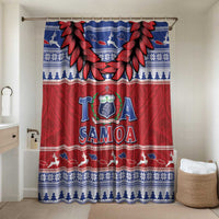 Toa Samoa Rugby Christmas Bathroom Set Ula Fala Samoan Pattern Red - Polynesian Pride