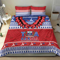 Toa Samoa Rugby Christmas Bedding Set Ula Fala Samoan Pattern Red - Polynesian Pride