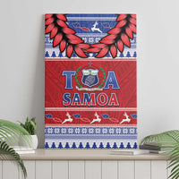Toa Samoa Rugby Christmas Canvas Wall Art Ula Fala Samoan Pattern Red - Polynesian Pride
