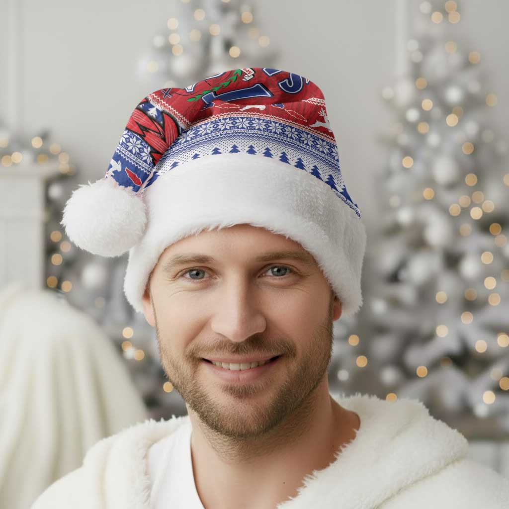 Toa Samoa Rugby Christmas Santa Hat Ula Fala Samoan Pattern Red - Polynesian Pride