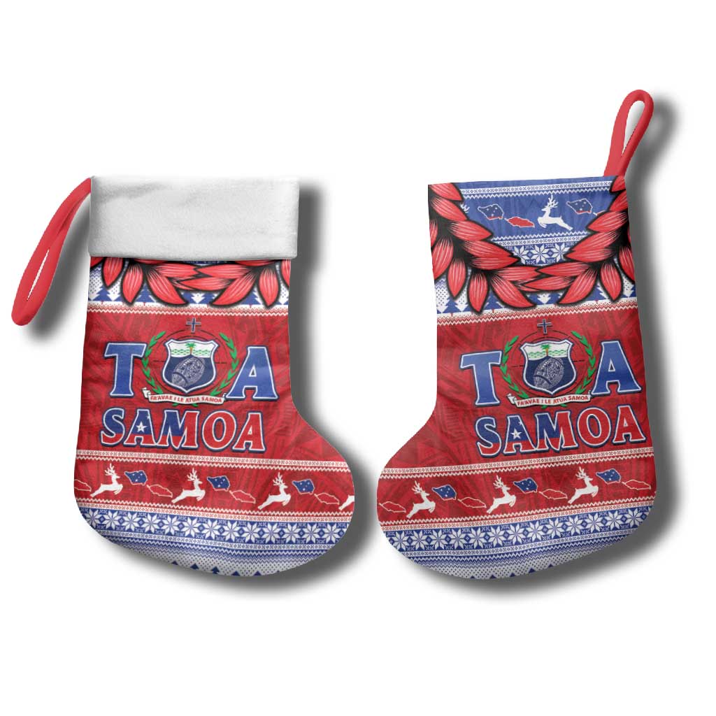 Toa Samoa Rugby Christmas Stocking Ula Fala Samoan Pattern Red - Polynesian Pride