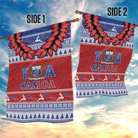 Toa Samoa Rugby Christmas Garden Flag Ula Fala Samoan Pattern Red - Polynesian Pride