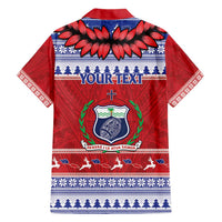 Personalised Toa Samoa Rugby Christmas Hawaiian Shirt Ula Fala Samoan Pattern Red - Polynesian Pride