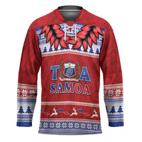 Personalised Toa Samoa Rugby Christmas Hockey Jersey Ula Fala Samoan Pattern Red - Polynesian Pride