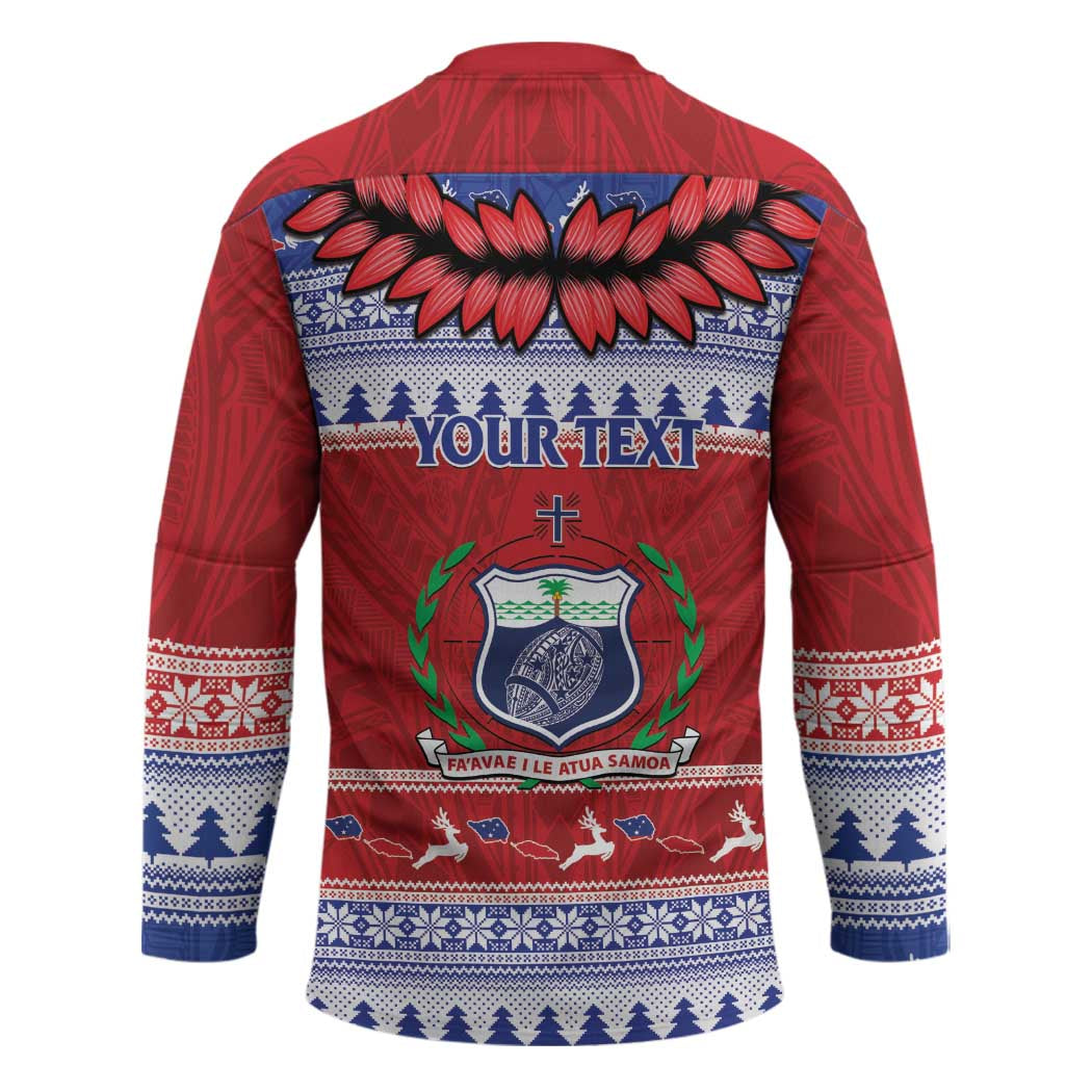 Personalised Toa Samoa Rugby Christmas Hockey Jersey Ula Fala Samoan Pattern Red - Polynesian Pride