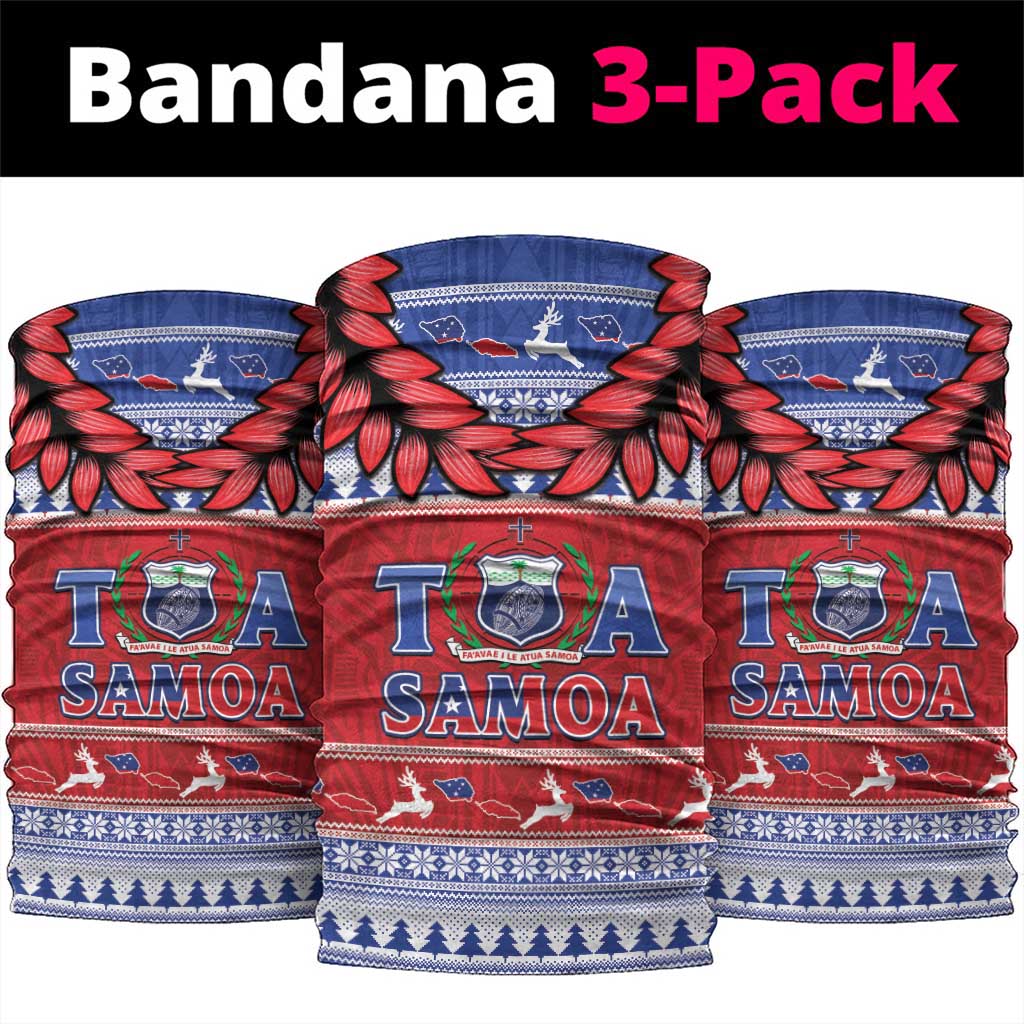 Toa Samoa Rugby Christmas Neck Gaiter Ula Fala Samoan Pattern Red - Polynesian Pride