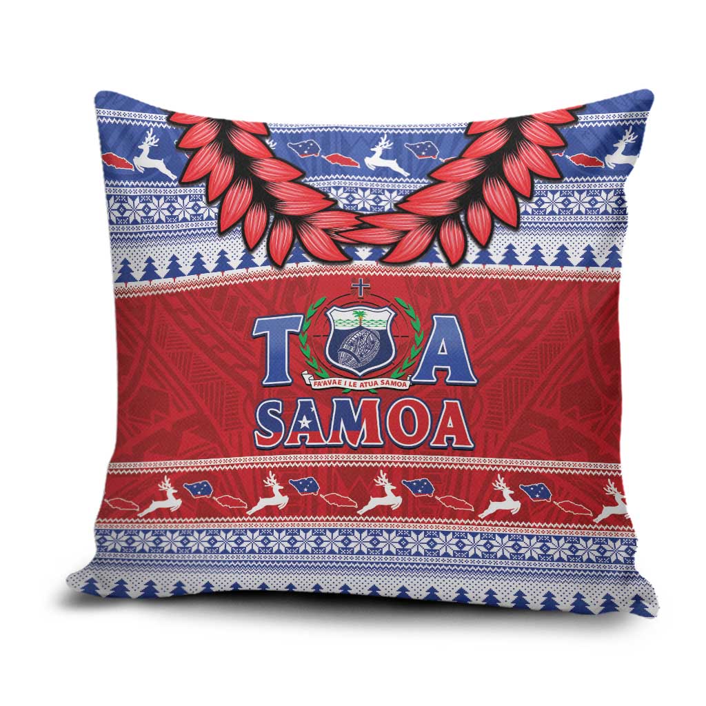 Toa Samoa Rugby Christmas Pillow Cover Ula Fala Samoan Pattern Red - Polynesian Pride