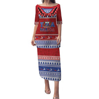 Personalised Toa Samoa Rugby Christmas Puletasi Ula Fala Samoan Pattern Red - Polynesian Pride