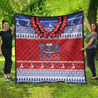 Toa Samoa Rugby Christmas Quilt Ula Fala Samoan Pattern Red - Polynesian Pride