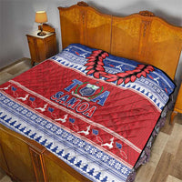Toa Samoa Rugby Christmas Quilt Ula Fala Samoan Pattern Red - Polynesian Pride