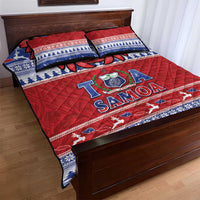 Toa Samoa Rugby Christmas Quilt Bed Set Ula Fala Samoan Pattern Red - Polynesian Pride